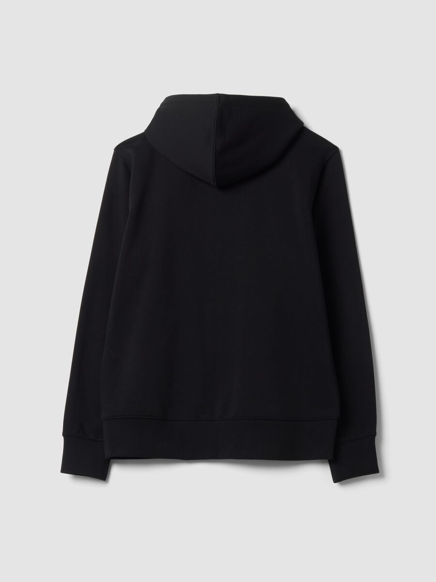Blue cotton-blend hoodie with crew neck_2