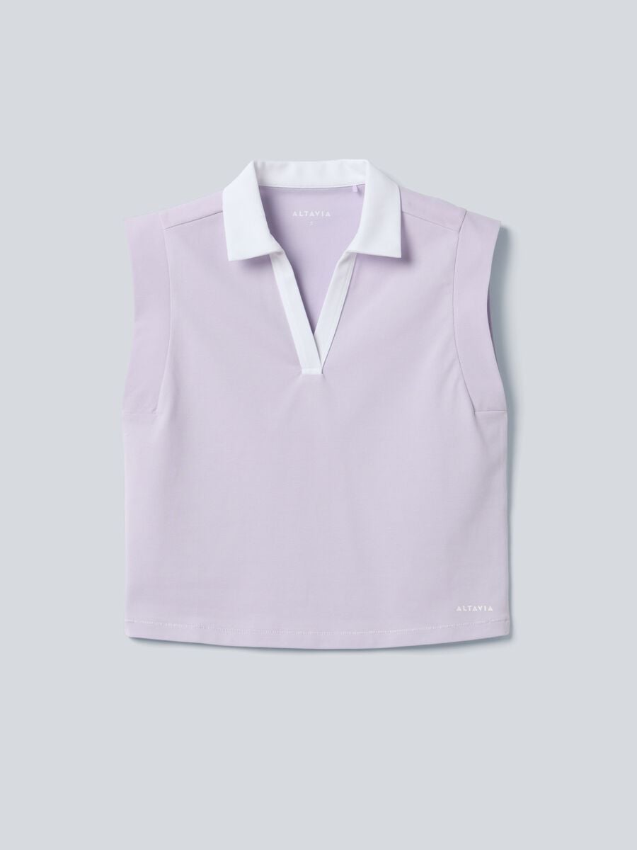 Purple sleeveless ALTAVIA COURT polo in stretch cotton with classic collar_4