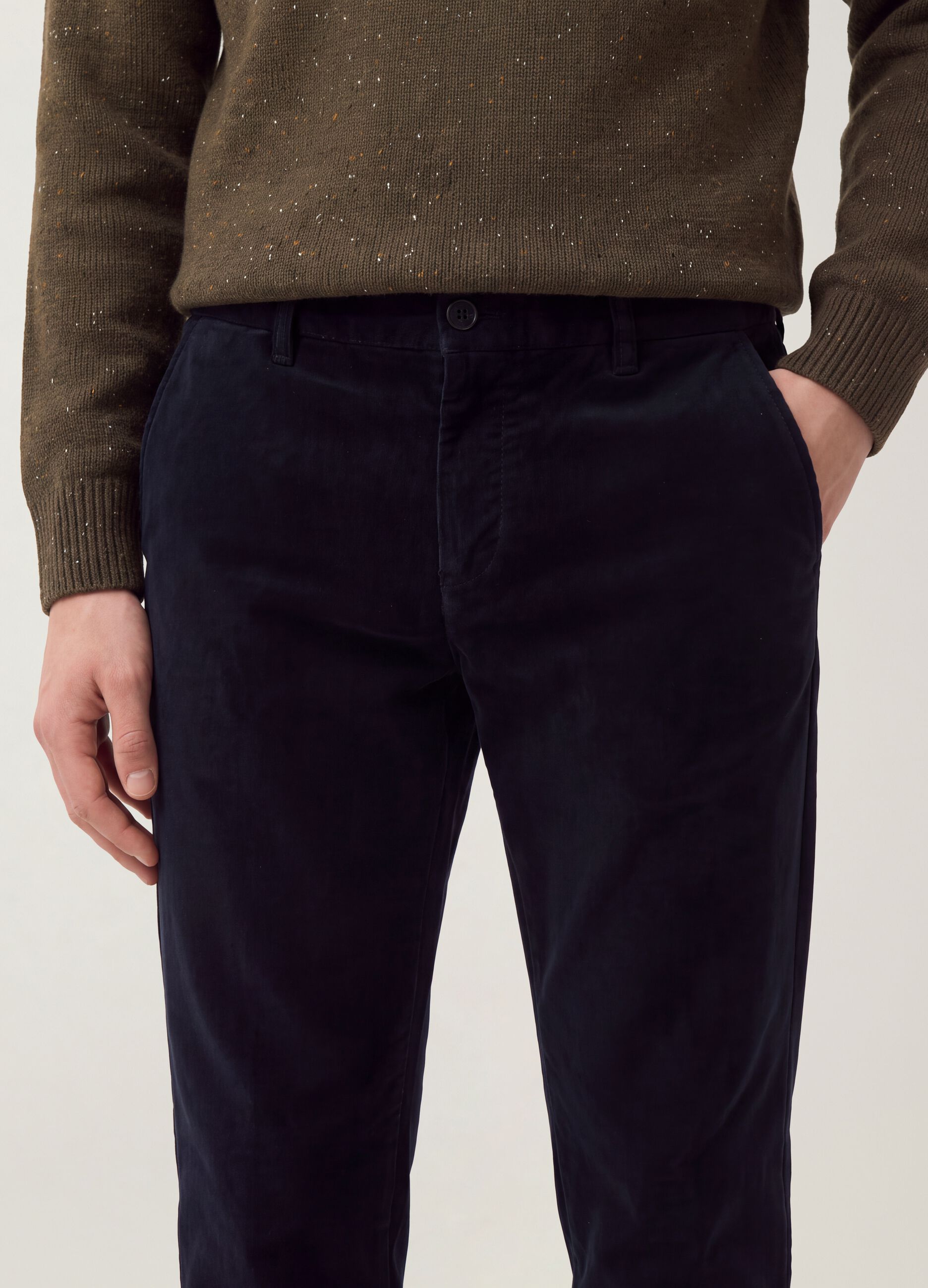 Blue regular-fit stretch cotton cord chino trousers