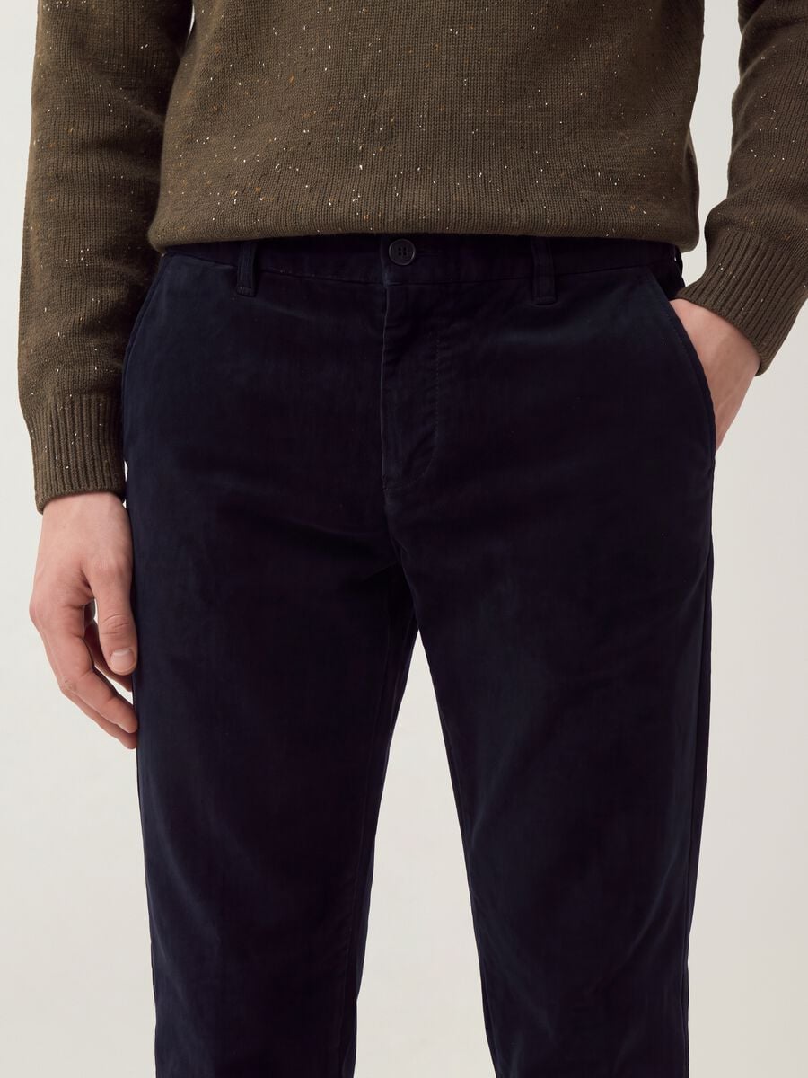 Blue regular-fit stretch cotton cord chino trousers_2