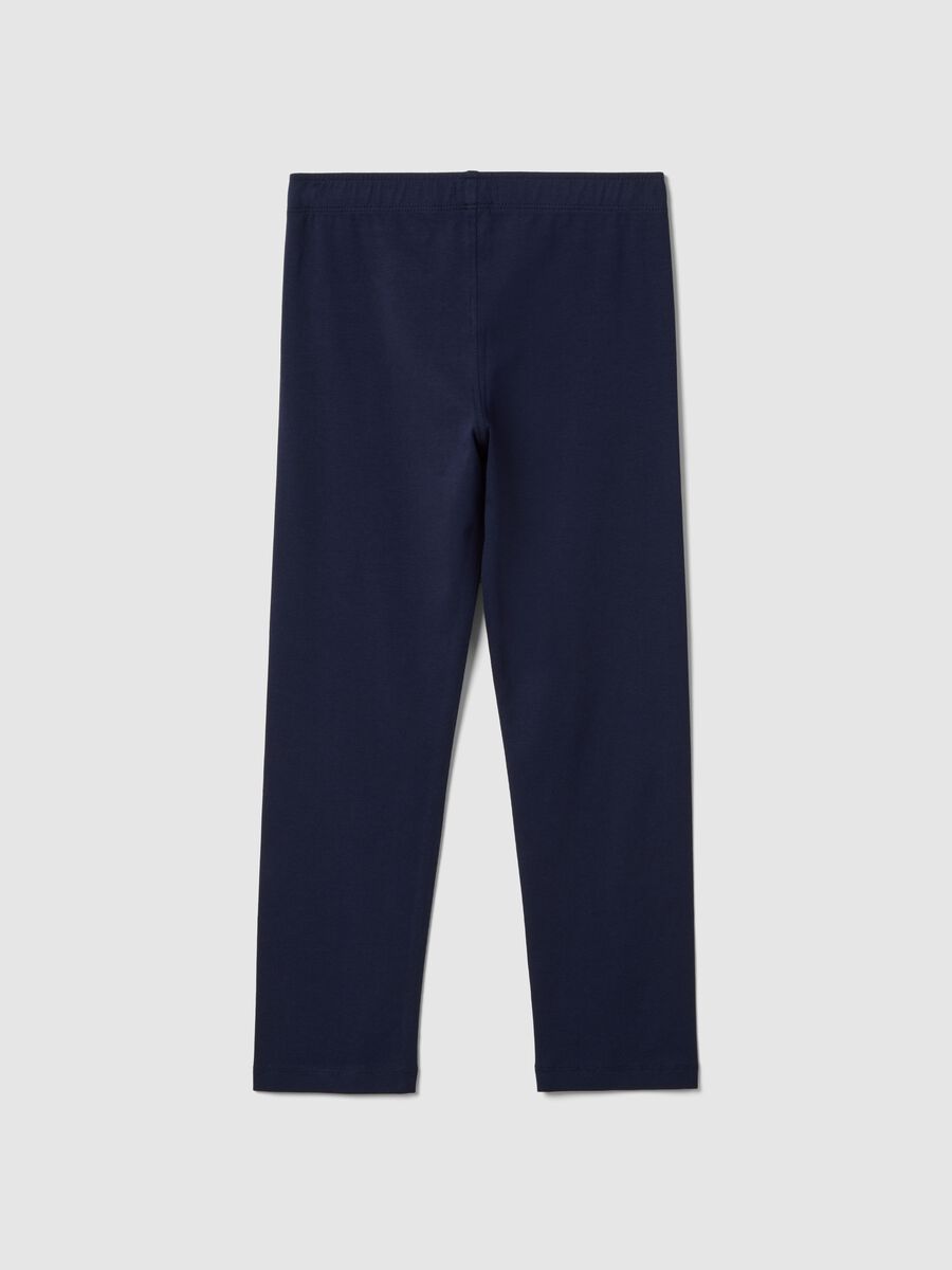 Girls' Blue Cotton Blend Skinny Leggings_1