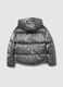 Grey padded regular fit girl's jacket with hood and zip_4