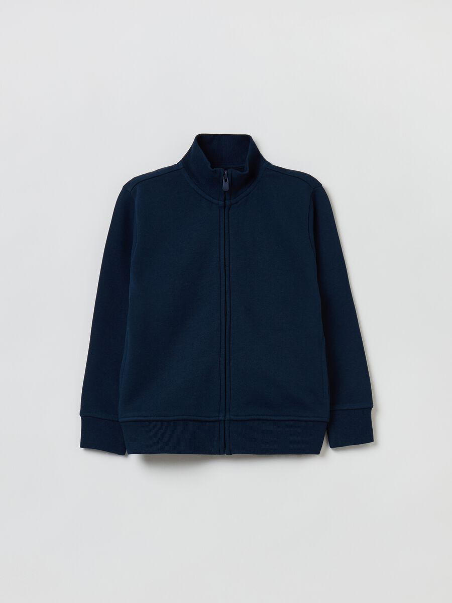 Full-zip sweatshirt in cotton with high neck_0