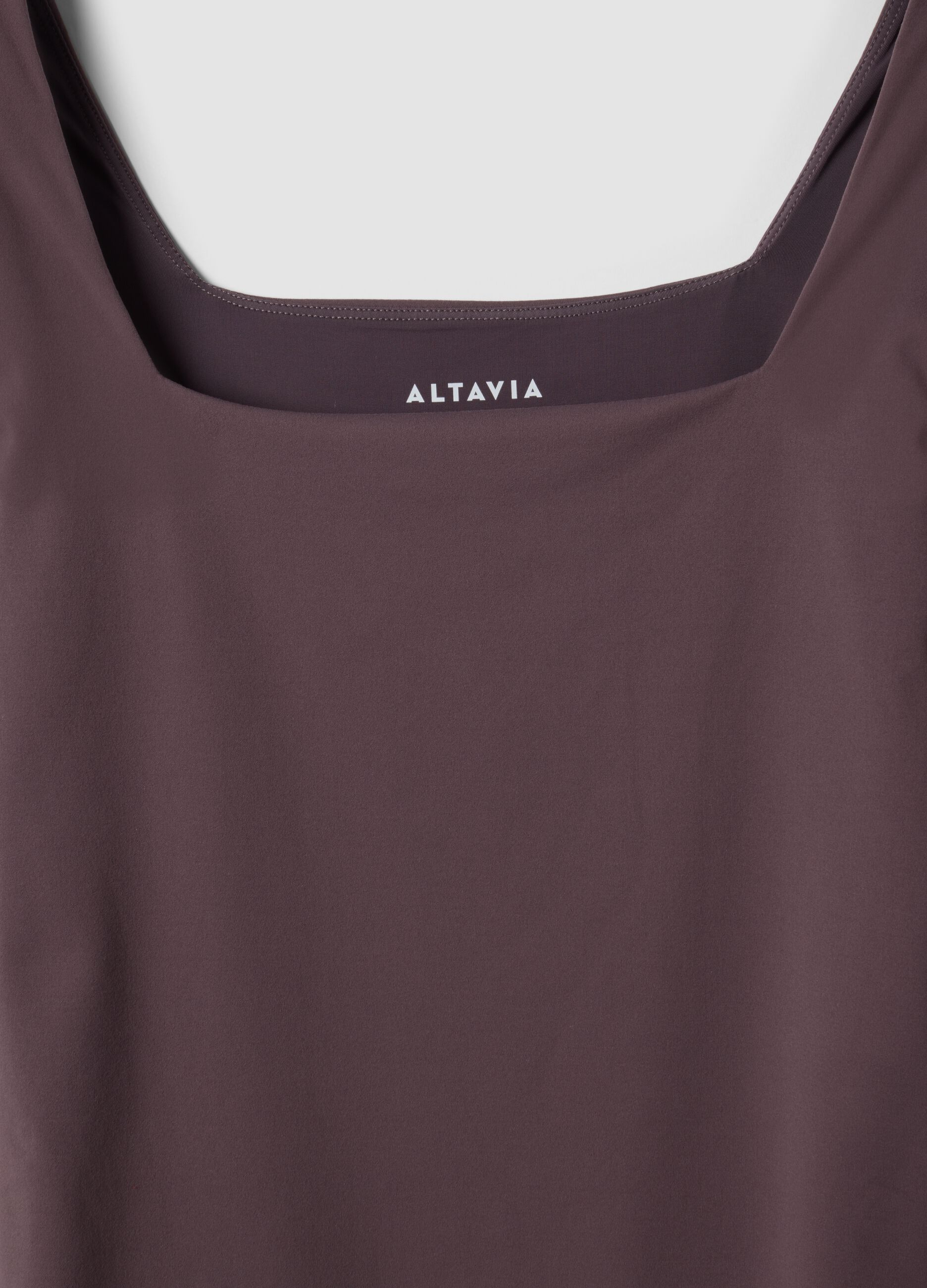 Body marrone in tessuto elasticizzato con Scollo madonna