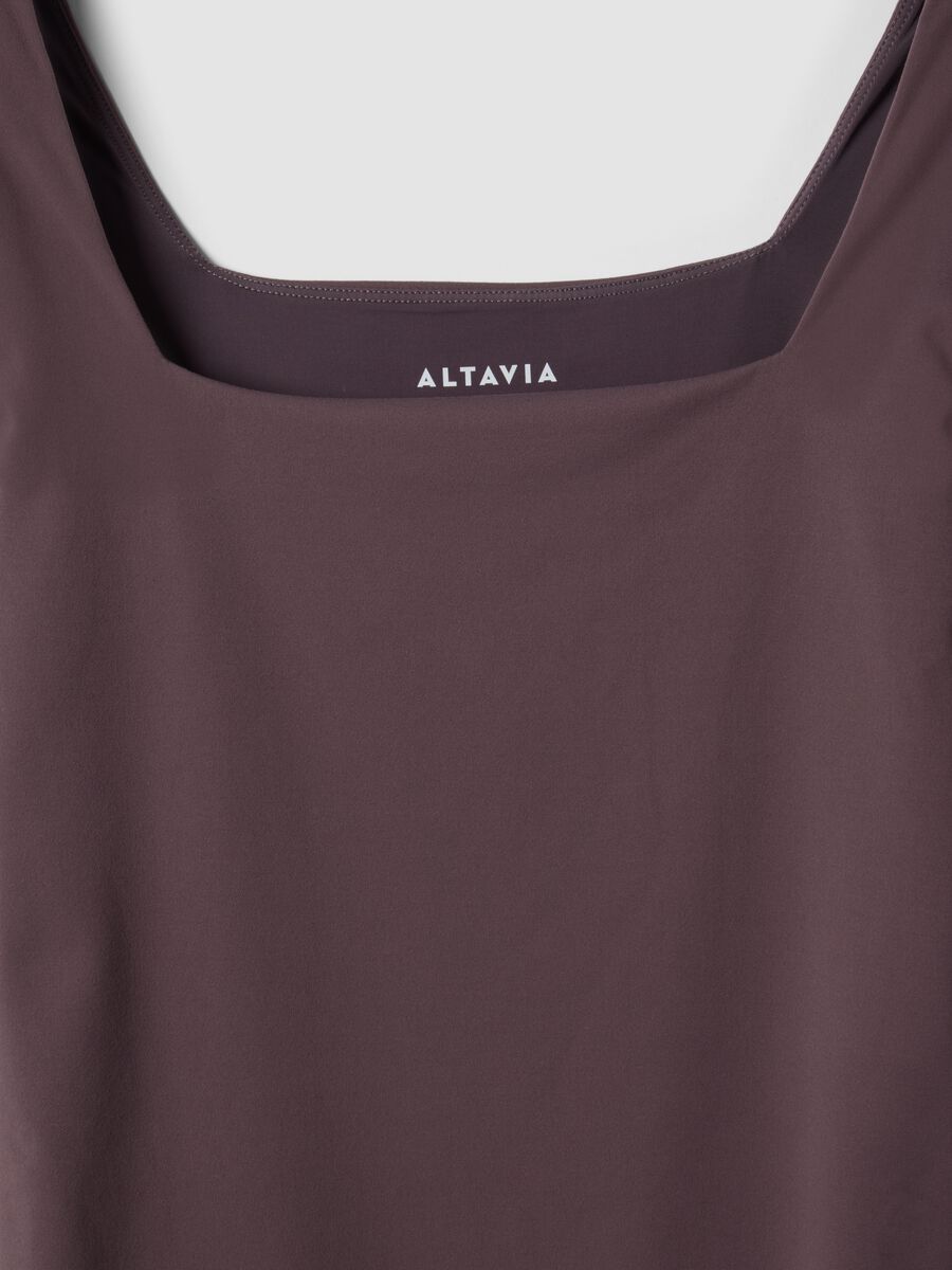 Brown stretch-fabric bodysuit with sweetheart neckline_7