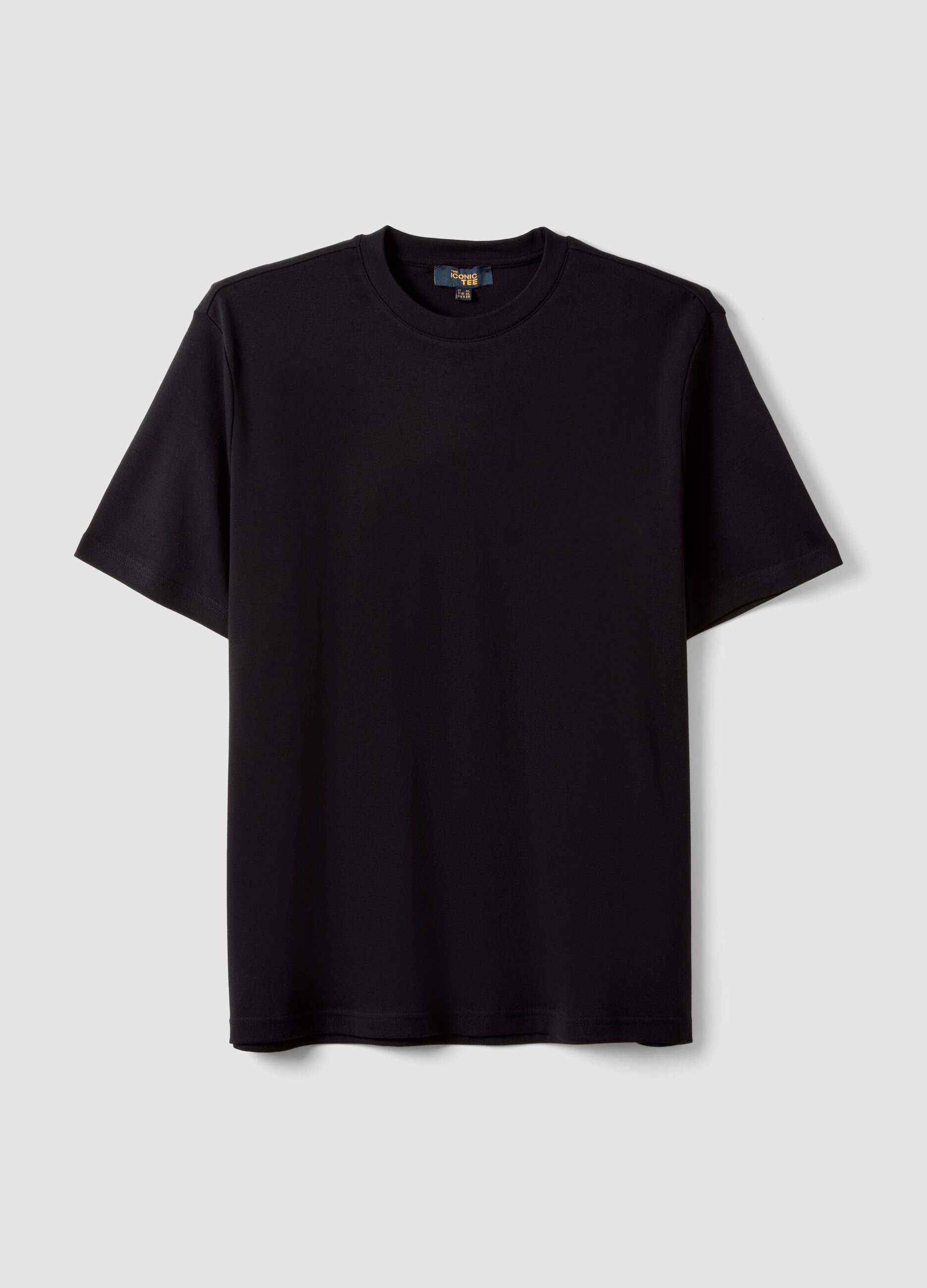 &Alpha;&nu;&delta;&rho;&iota;&kappa;ό &mu;&alpha;ύ&rho;&omicron; T-shirt &alpha;&pi;ό 100% &beta;&alpha;&mu;&beta;ά&kappa;&iota;, &kappa;&omicron;&nu;&tau;&omicron;&mu;ά&nu;&iota;&kappa;&omicron;, regular fit