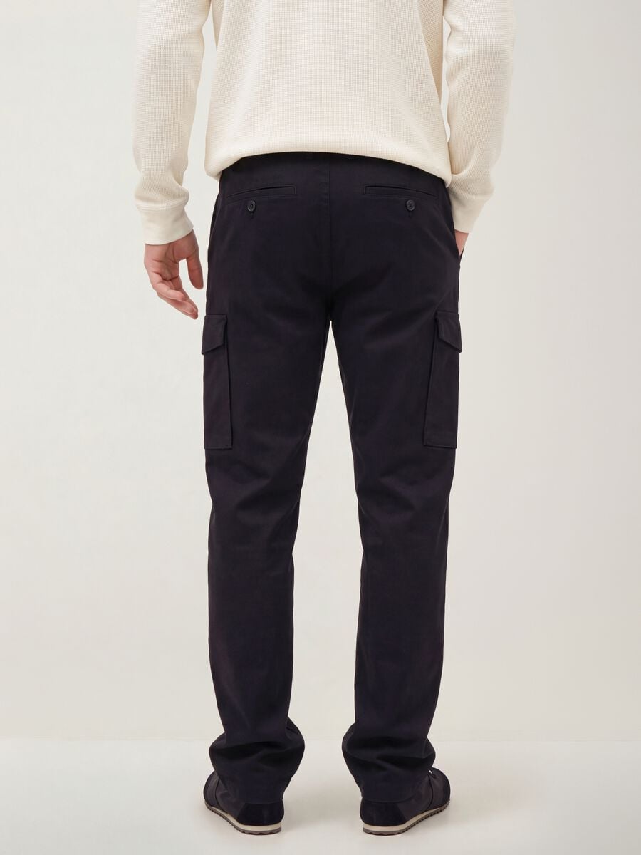Black slim-fit stretch cotton cargo trousers_3