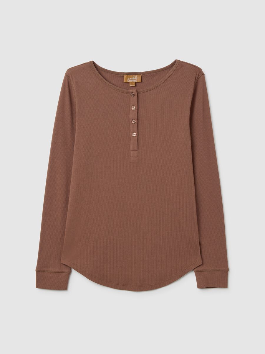 Brown Long Sleeve Stretch Maternity T-Shirt_4