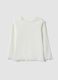 Camiseta blanca slim fit de canal&eacute; en algod&oacute;n el&aacute;stico para beb&eacute; ni&ntilde;a_0