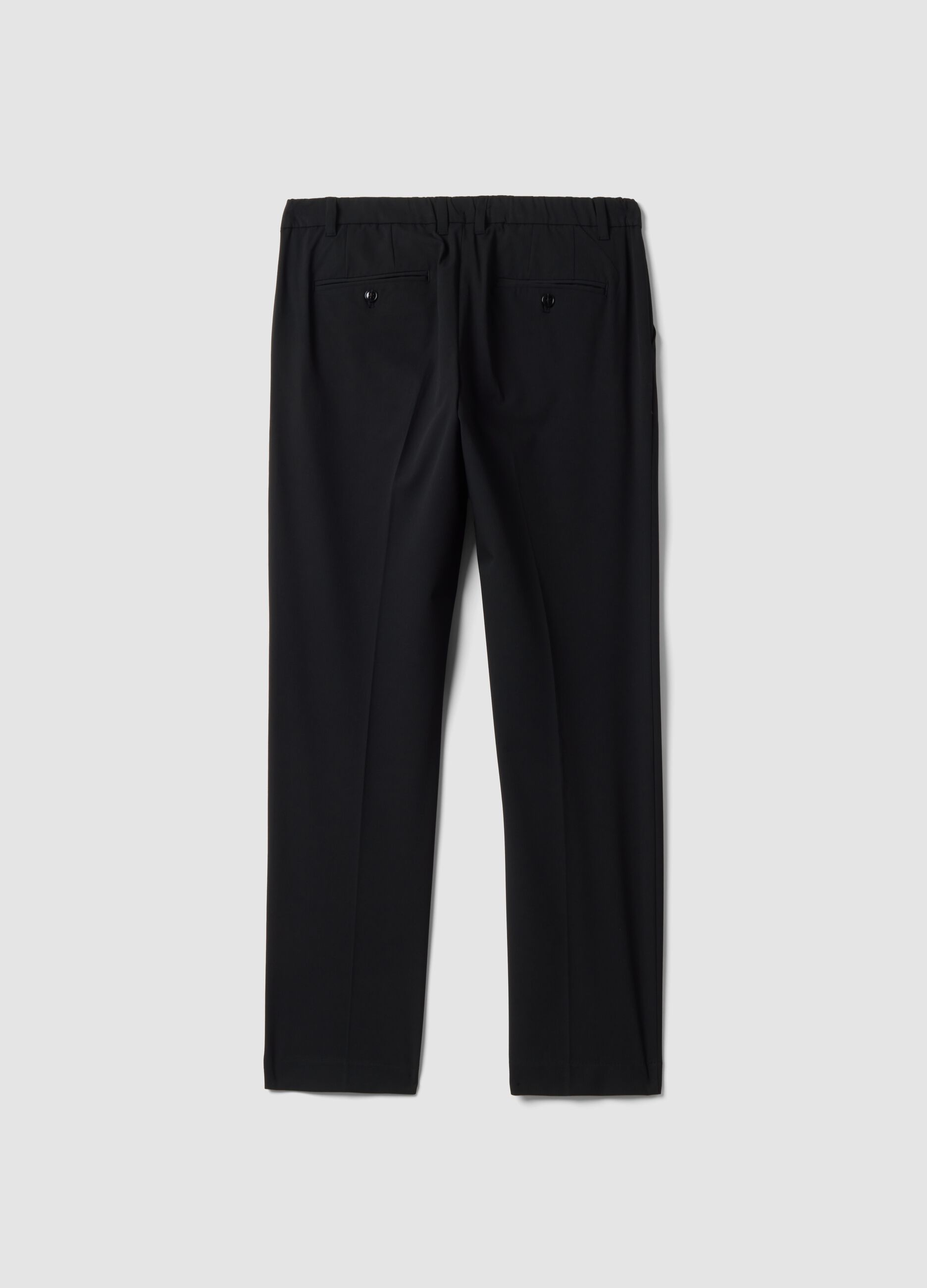 Black slim-fit stretch viscose twill chino trousers