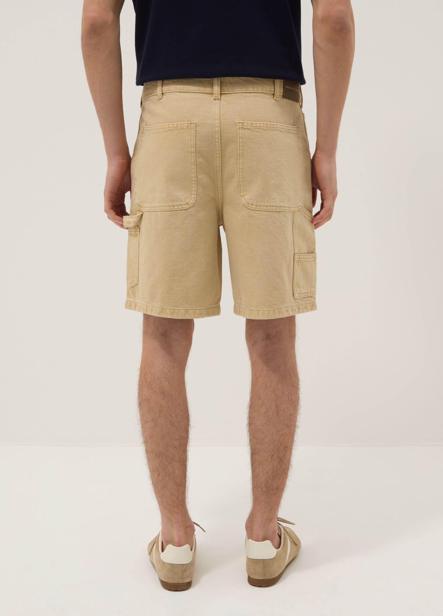 Beige pure cotton Bermuda shorts
