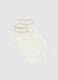 White ankle socks in stretchy cotton blend with stripes_0