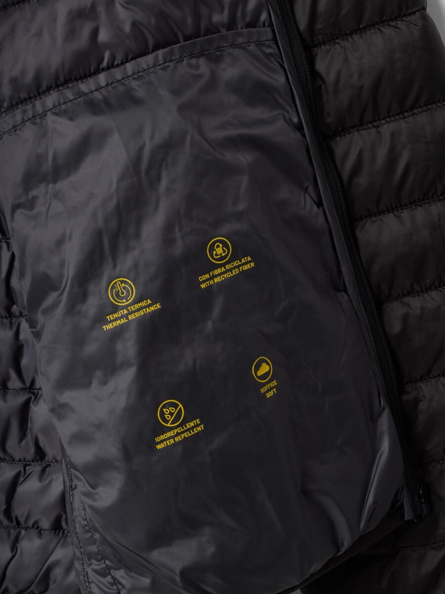 Black Ultralight padded jacket, regular fit, with zip_1