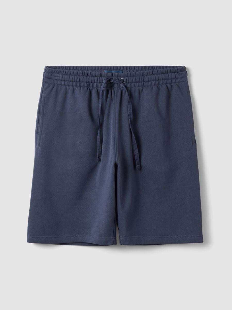 Grey cotton-blend shorts with elasticated waist, regular fit_0