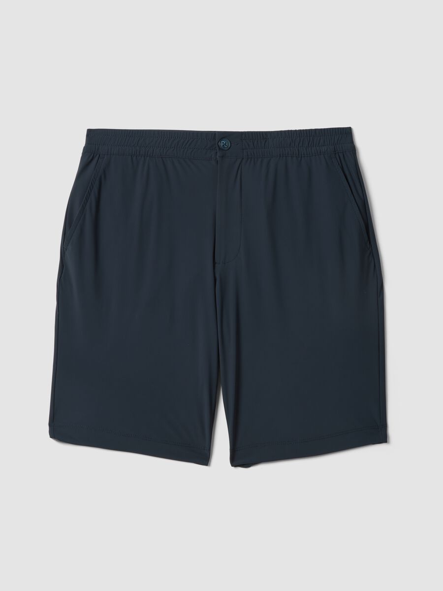 Bermudas chino azuis em tecido el&aacute;stico, corte regular_4