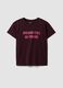 Red pure cotton T-shirt with front slogan, regular fit_4