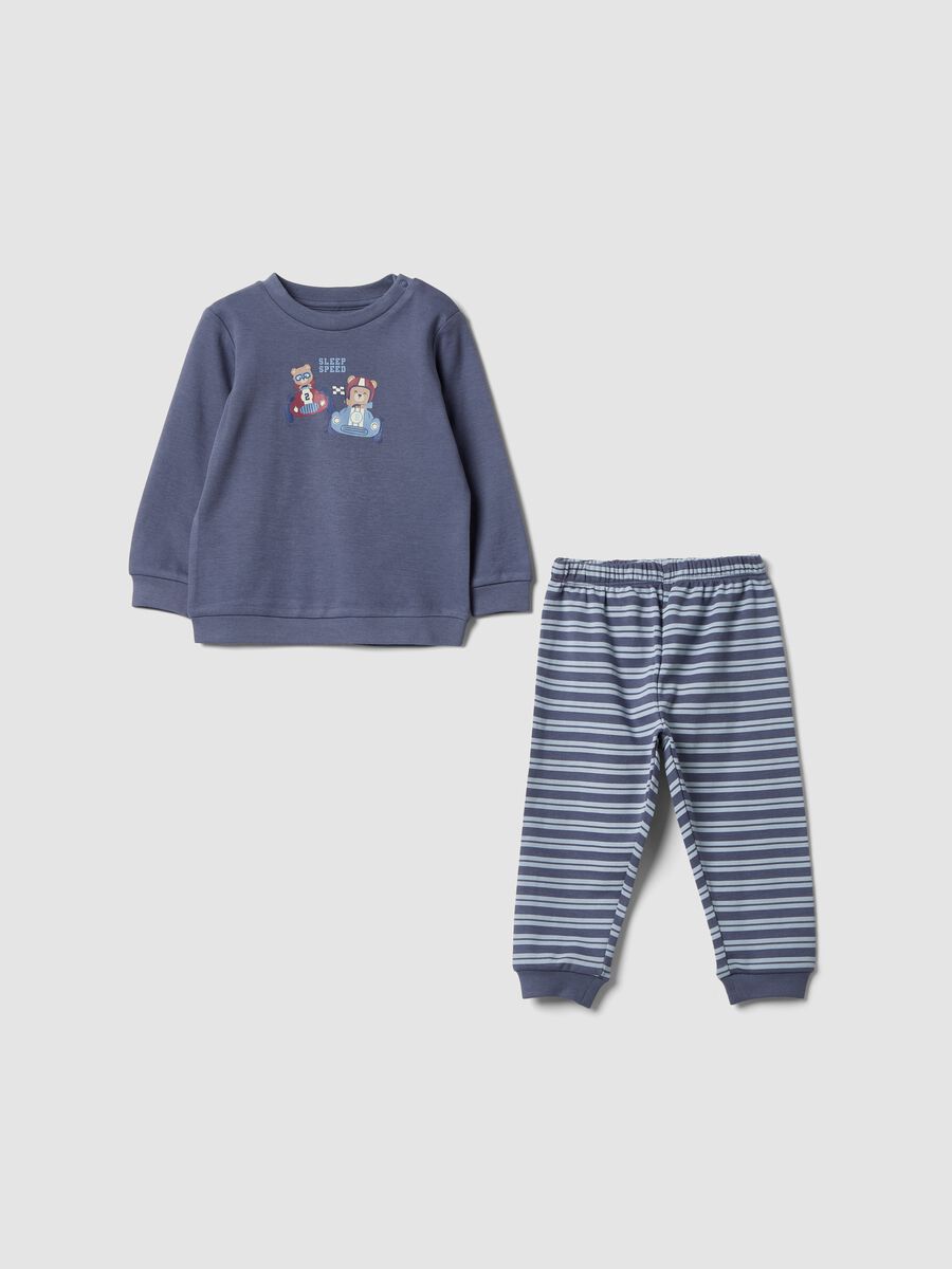 Pyjama violet en pur coton bio avec haut et pantalon ray&eacute;s pour b&eacute;b&eacute; et tout-petit_0