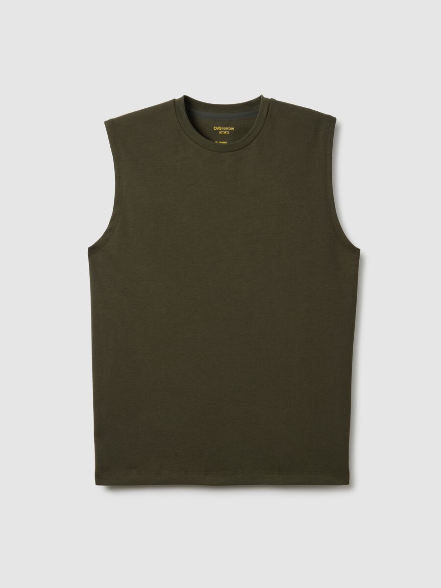 Green regular fit cotton blend vest_4