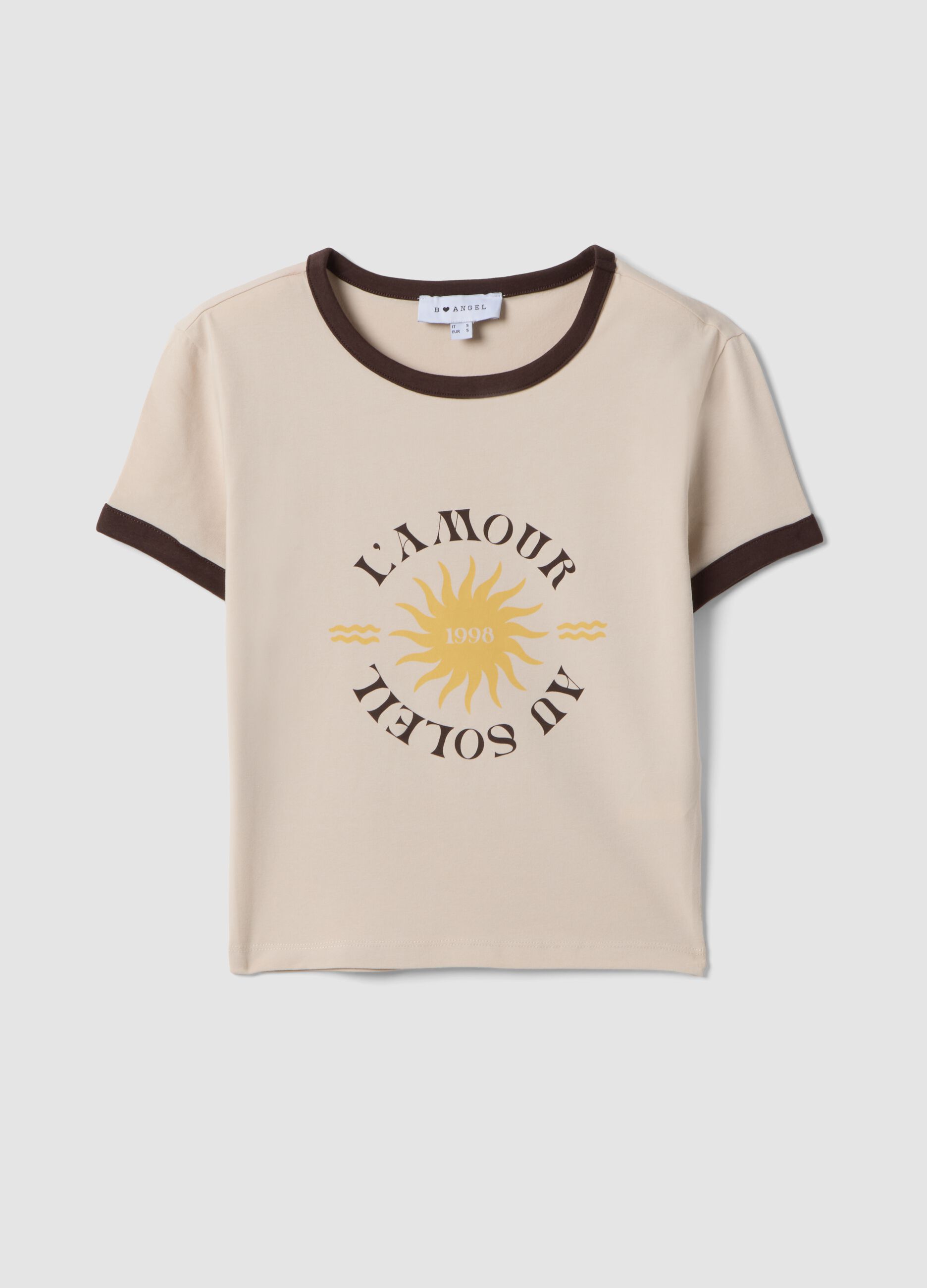 Wei&szlig;es Regular-Fit T-Shirt aus elastischer Baumwolle mit Print