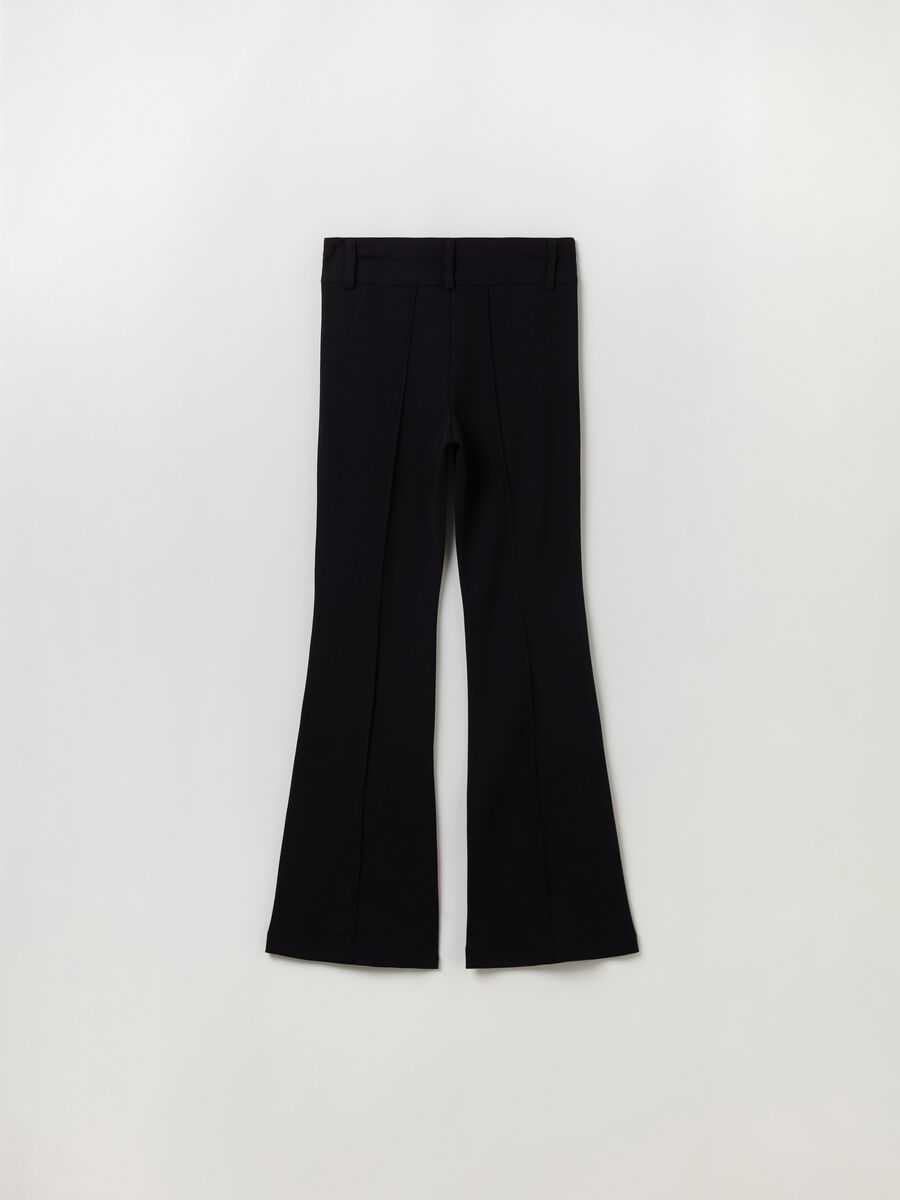 Flare-fit trousers with raised stitching_1