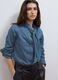 Blaue Denimbluse aus reiner Baumwolle mit Schleife am Kragen, Regular Fit_2