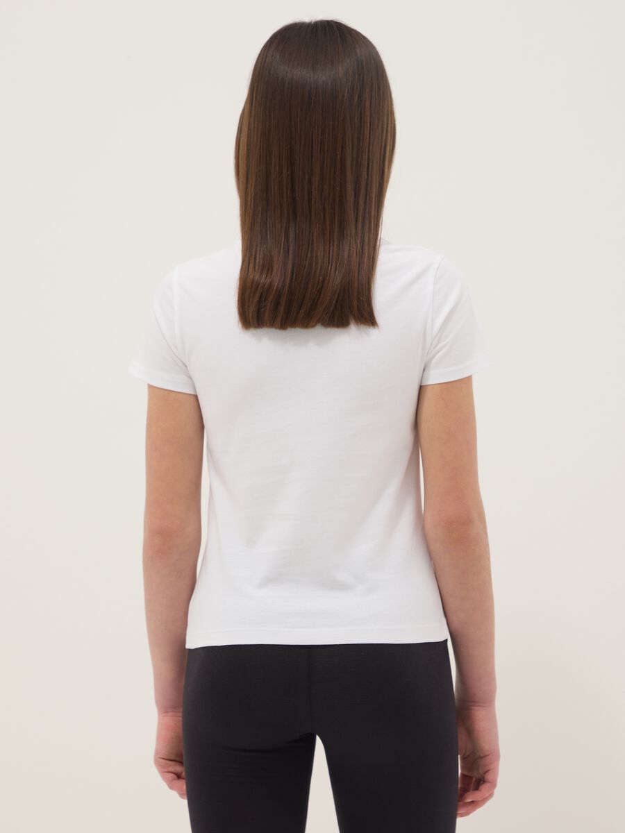 T-shirt branca de puro algod&atilde;o para meninas, ajuste regular com frase_1