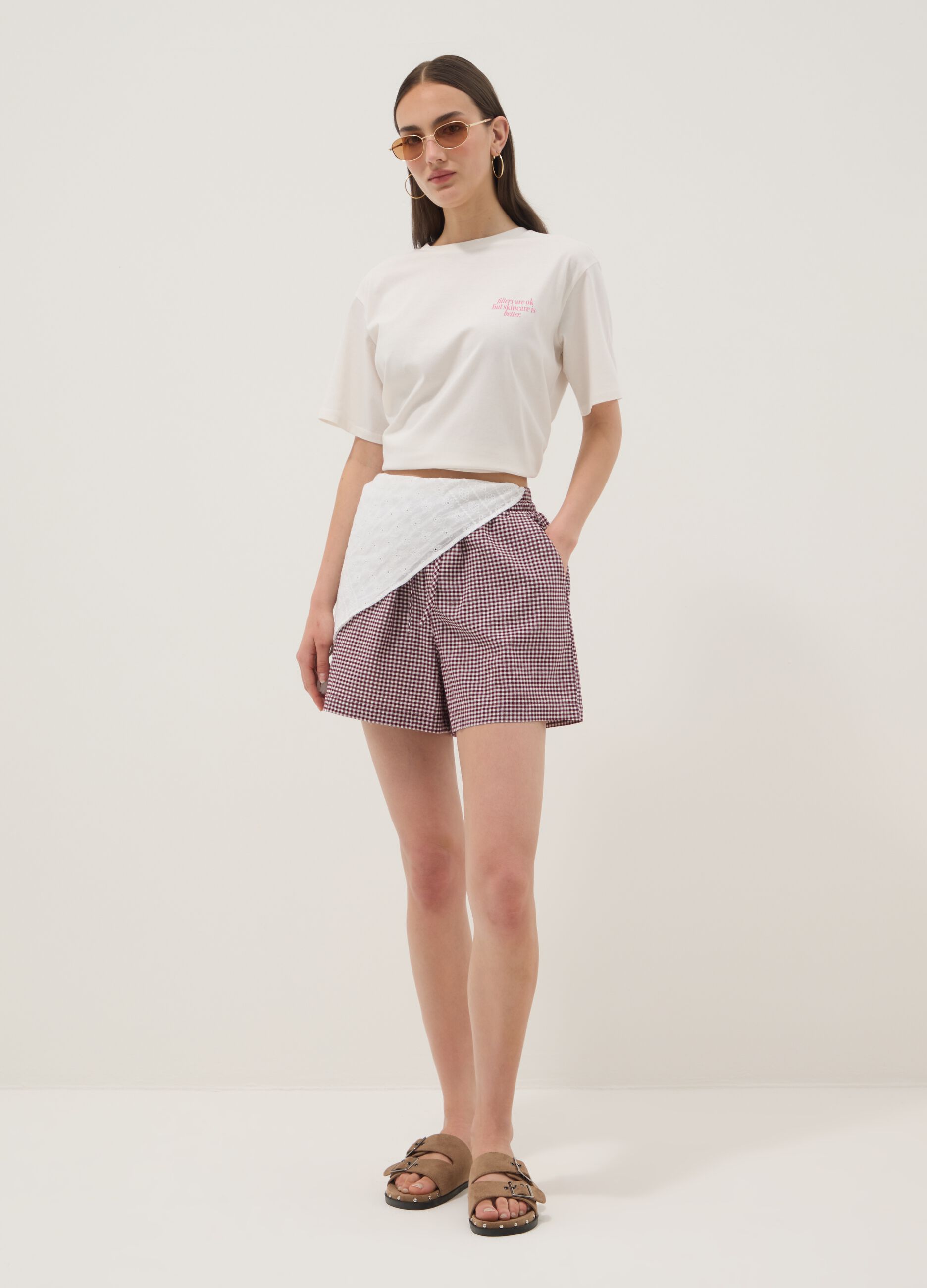 Purple stretch cotton shorts