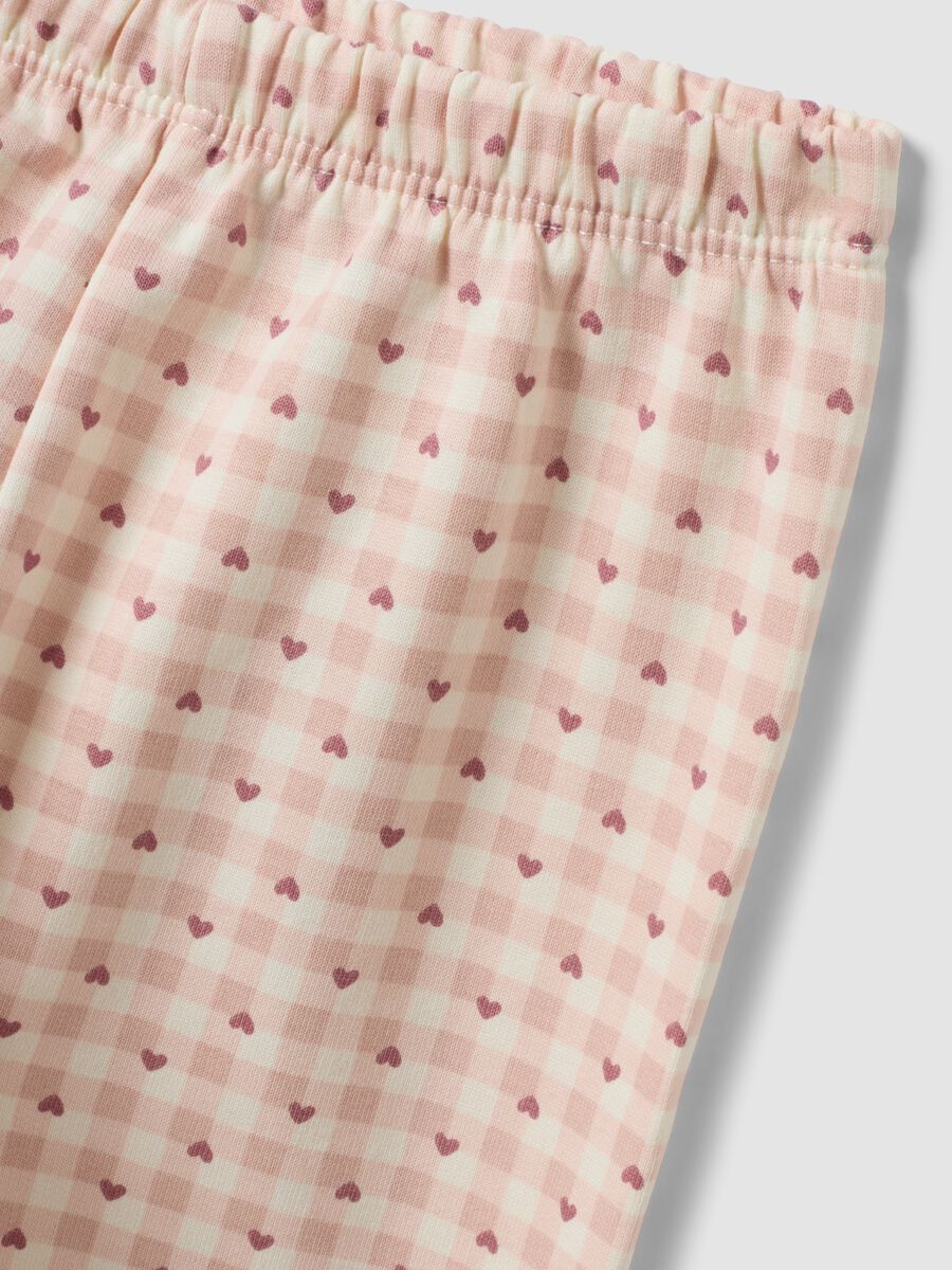 Pink organic cotton crew-neck pyjamas with print for baby girl_3