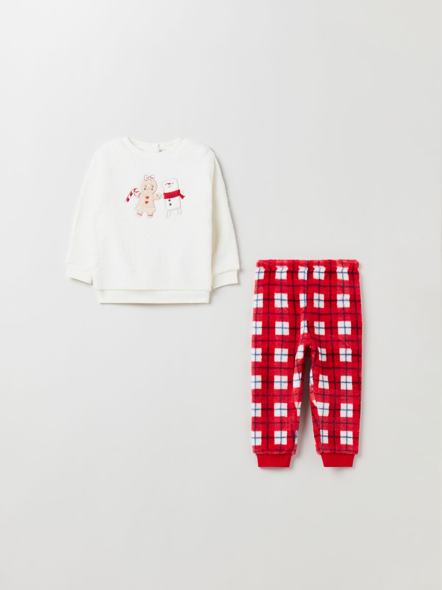Fleece pyjama with Christmas embroidery_0