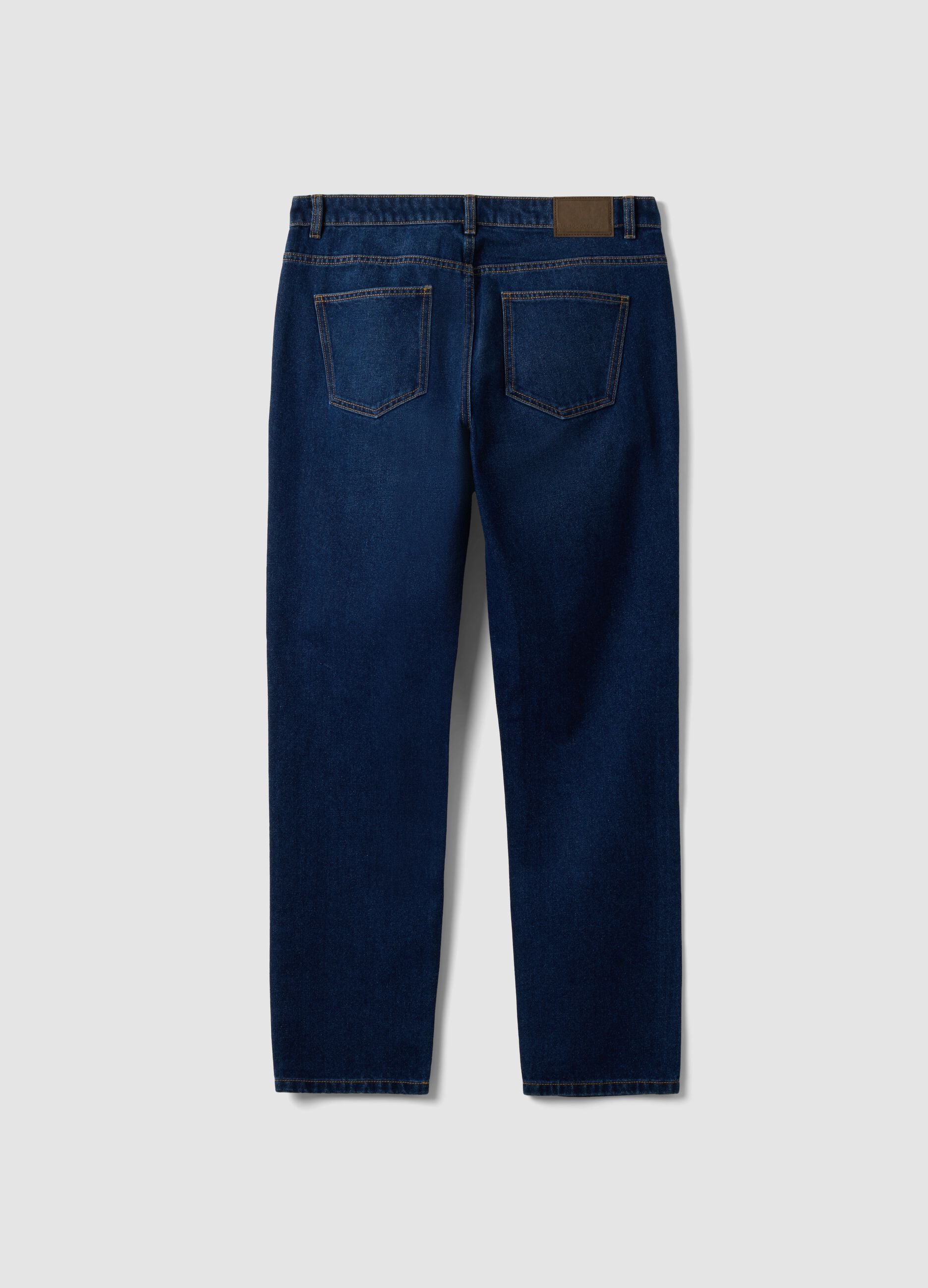 Jean bleu fonc&eacute; slim en m&eacute;lange coton et viscose