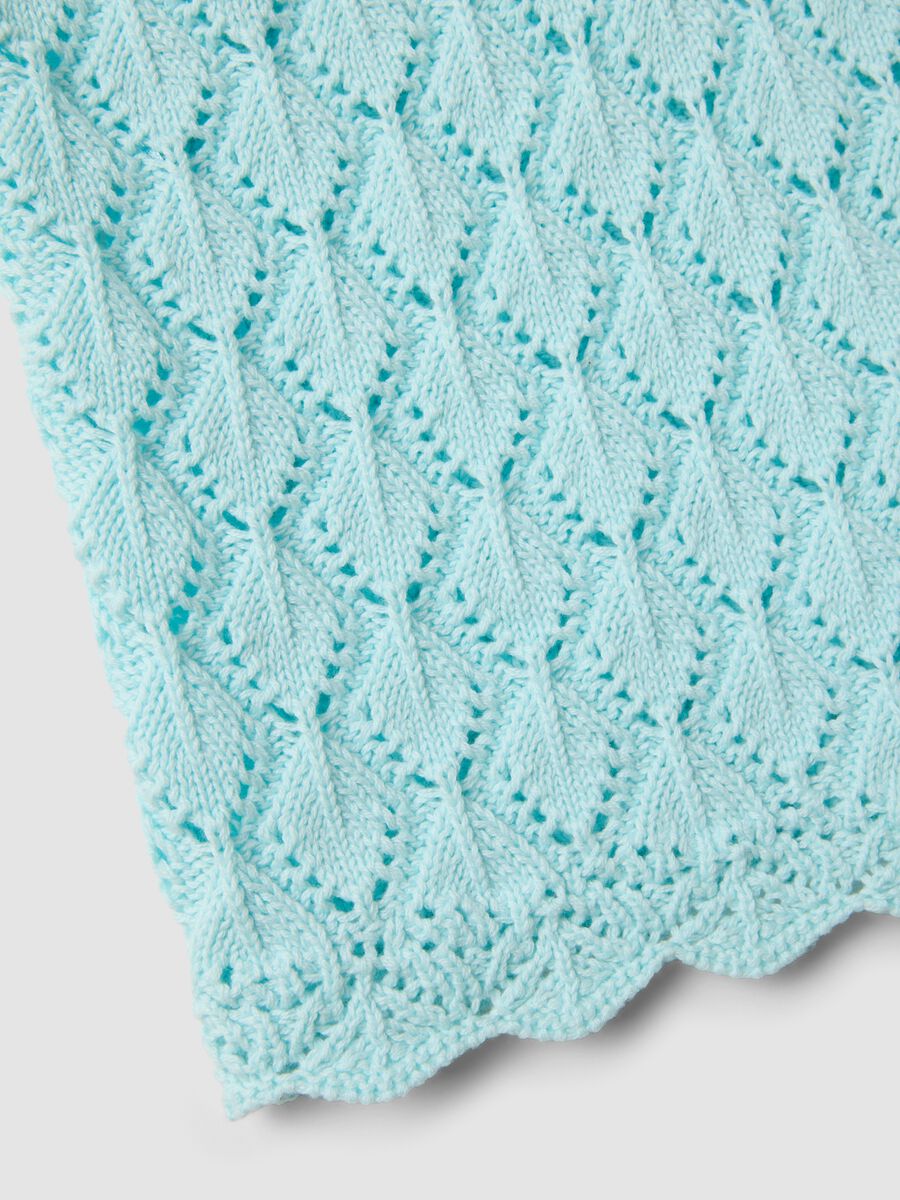 Hellblauer H&auml;kel-Cardigan aus reiner Baumwolle, Regular Fit_5