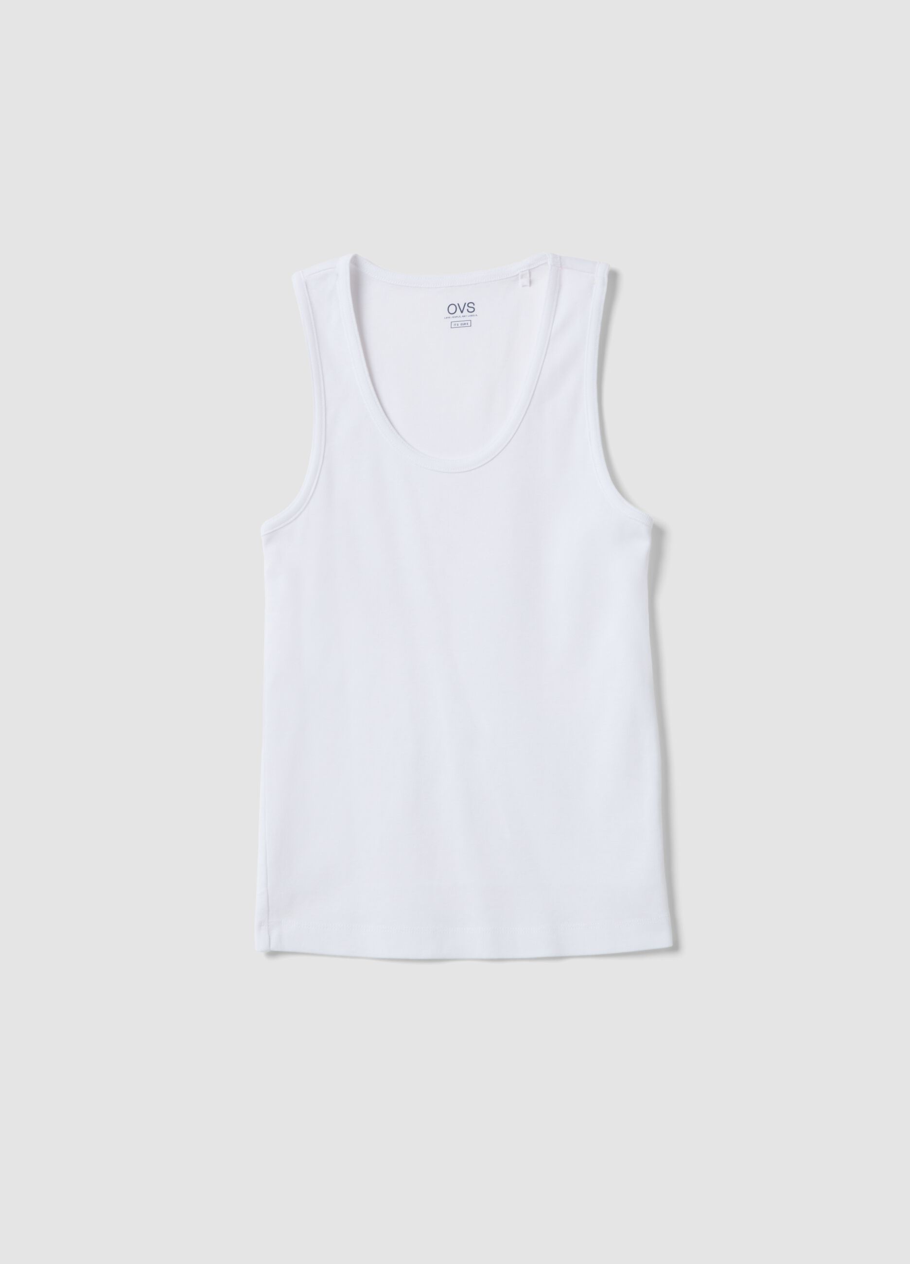 White pure cotton vest top, regular fit