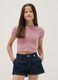 Pink short-sleeve stretch-cotton T-shirt_1