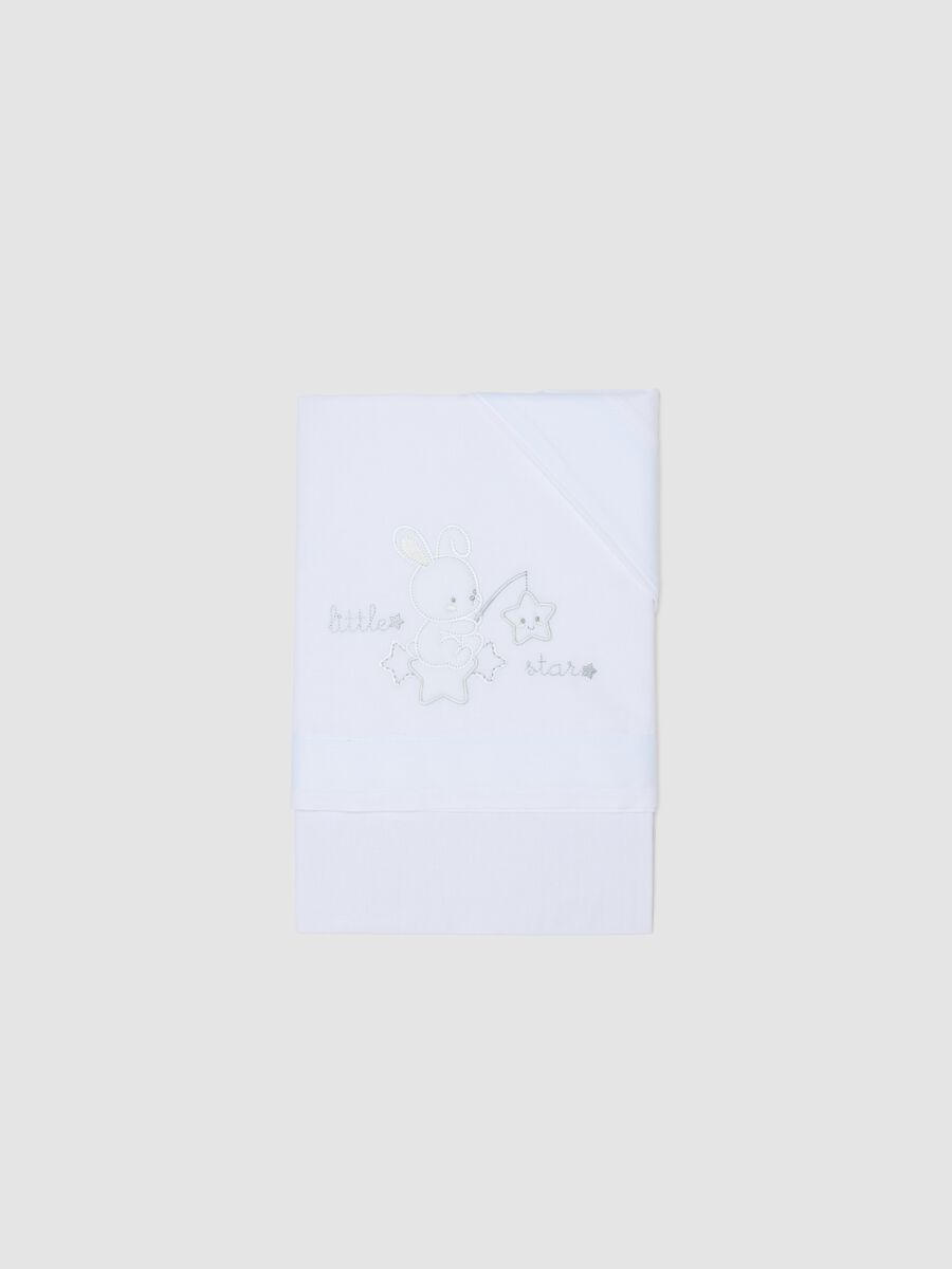 Pure white cotton baby sheet with embroidery_0