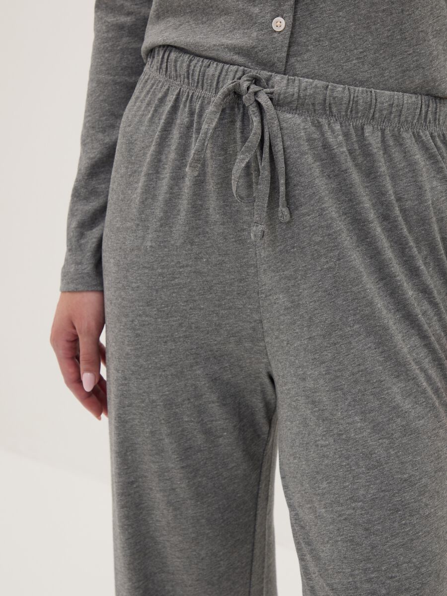 Cal&ccedil;as de pijama cinzentas em mistura de algod&atilde;o e viscose_3