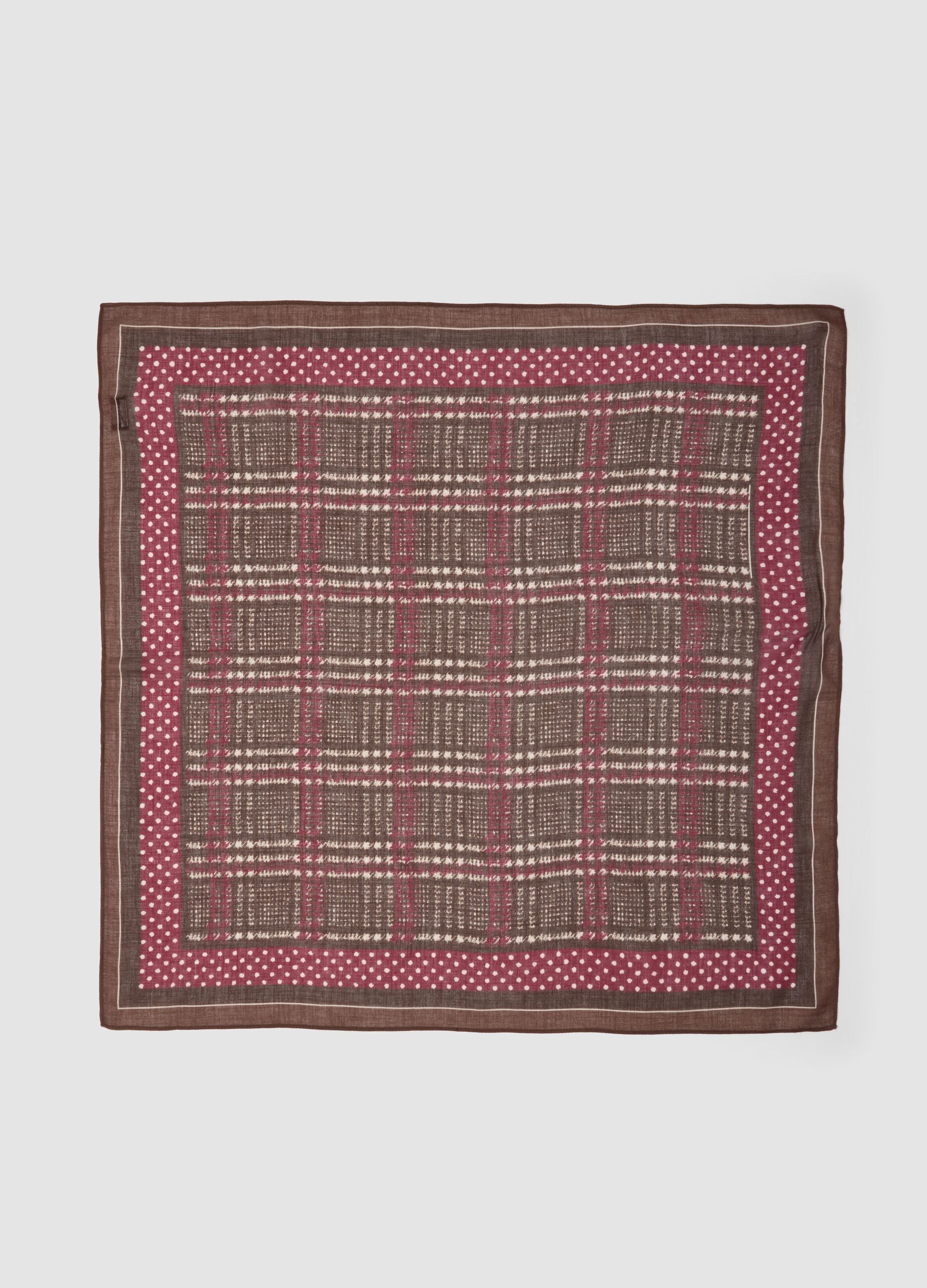 Foulard marrone in misto viscosa e lana a pois