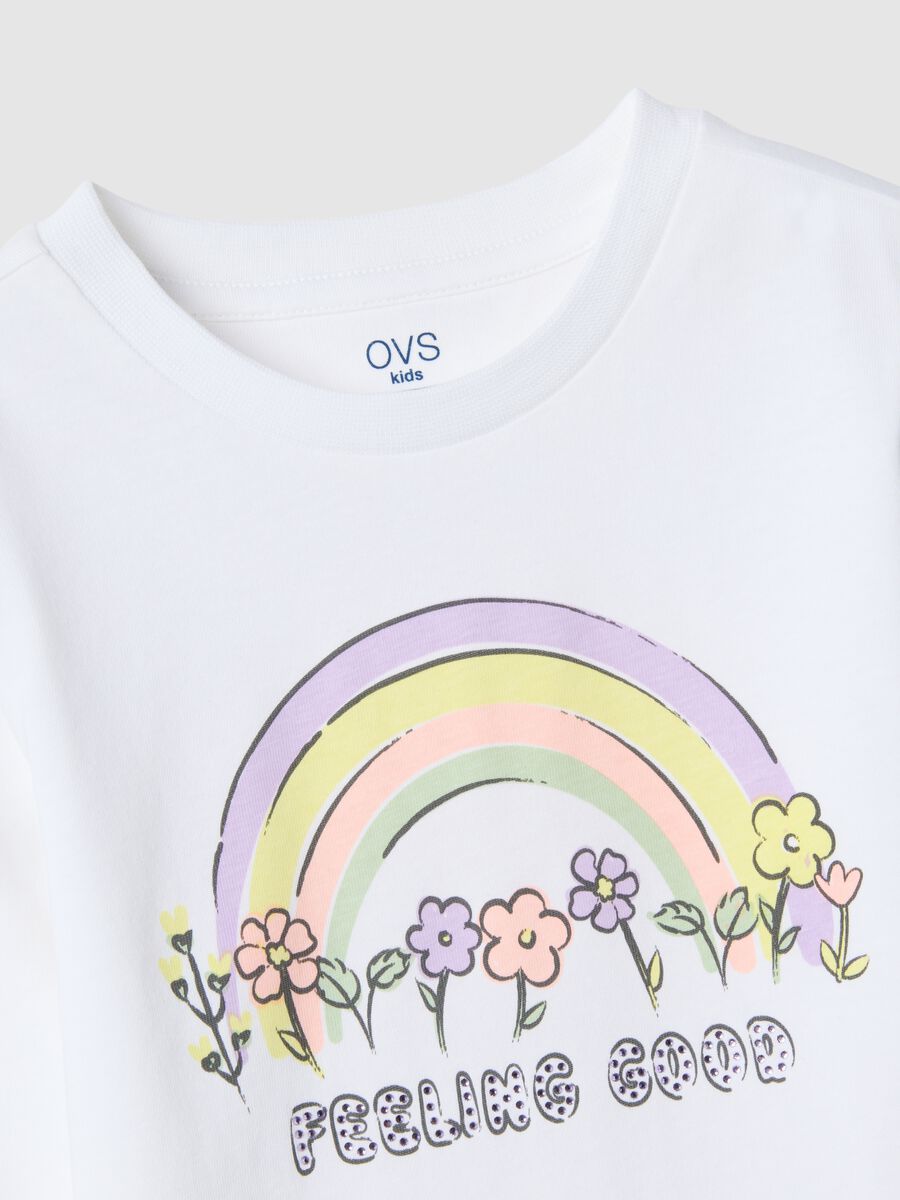 Girl's white pure cotton T-shirt regular fit with print_2