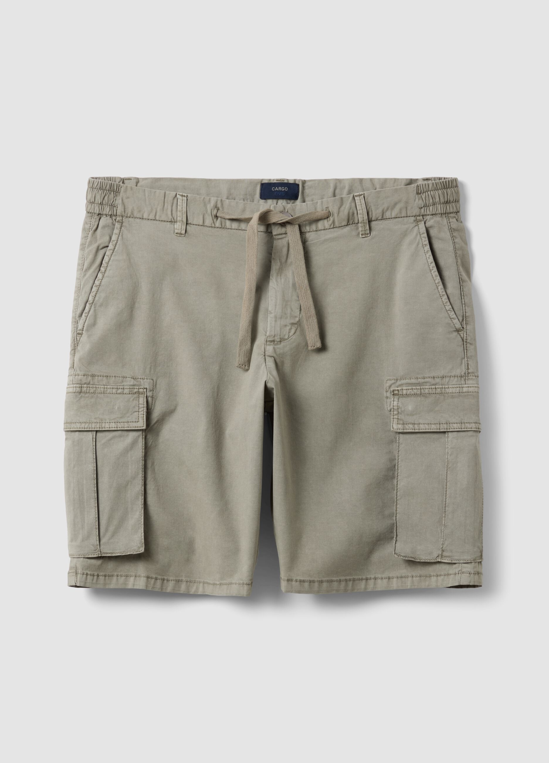 Graue Cargo-Shorts aus elastischer Baumwolle