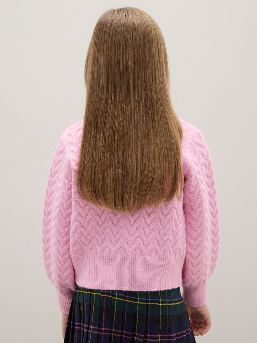 Girls' pink regular fit knitted cardigan_2
