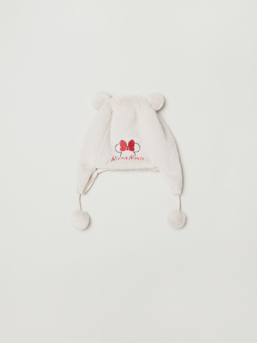 Faux fur hat with Minnie Mouse embroidery_0