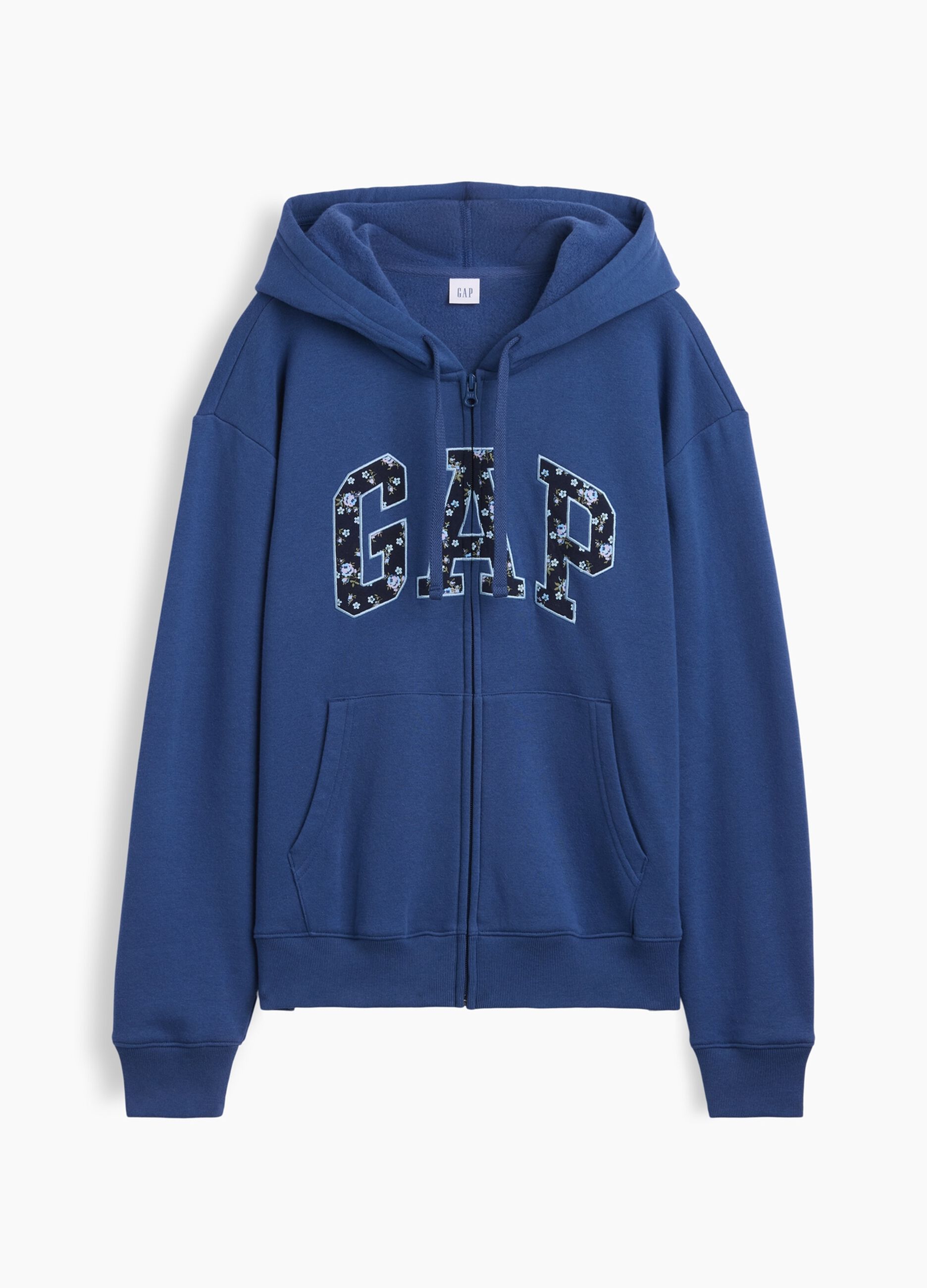 Sweatshirt com capuz azul-marinho em mistura de algod&atilde;o, com fecho e log&oacute;tipo GAP