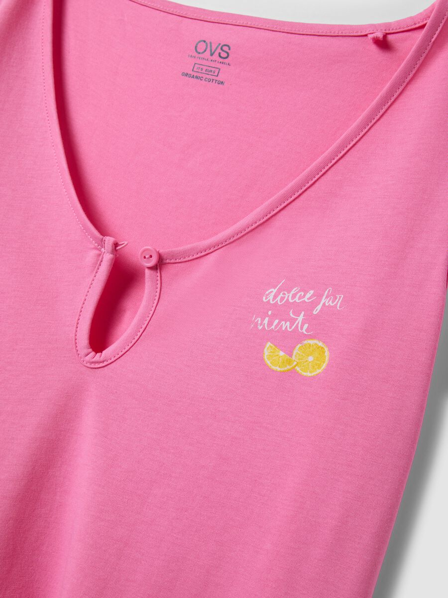 Pink pure cotton nightdress with V-neck_5