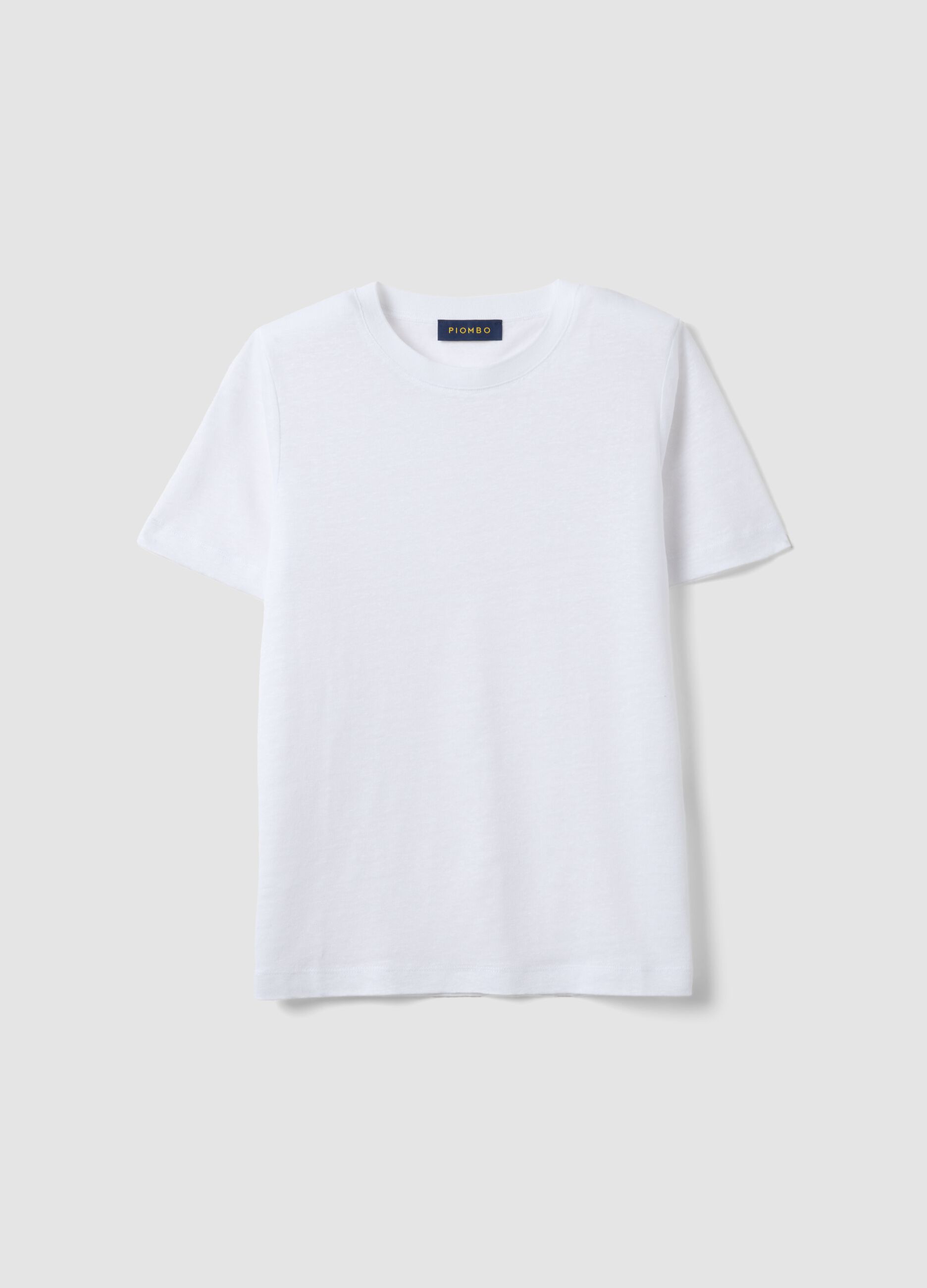 Wei&szlig;es T-Shirt aus reinem Leinen, Regular Fit, kurzarm