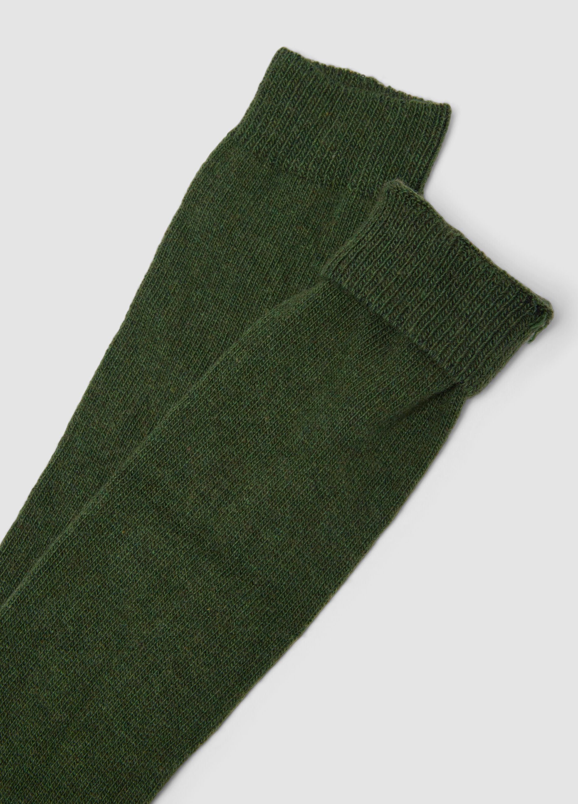 Green knee-high socks in wool, viscose and stretch cashmere
