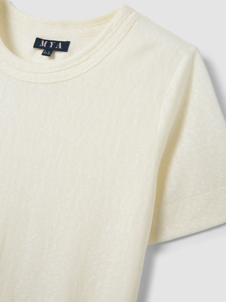 T-shirt bianca in misto viscosa a maniche corte regular fit_1