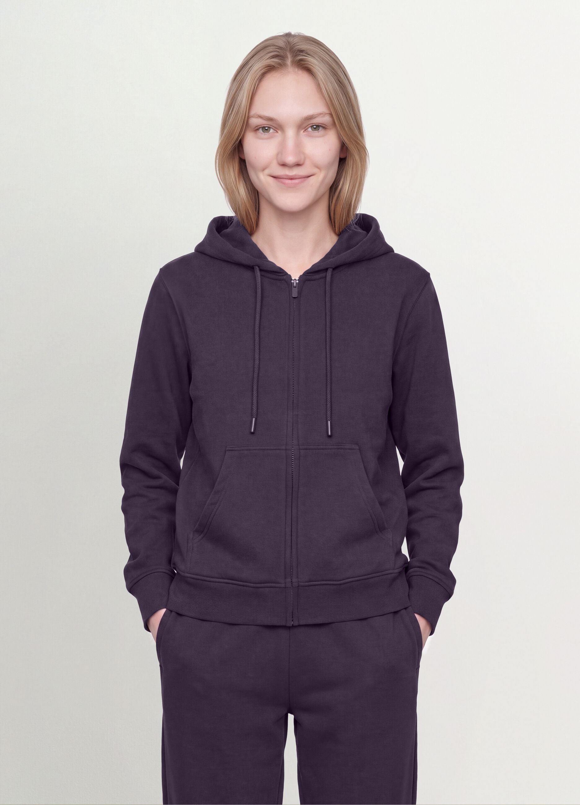 Purple cotton-blend hoodie, regular fit