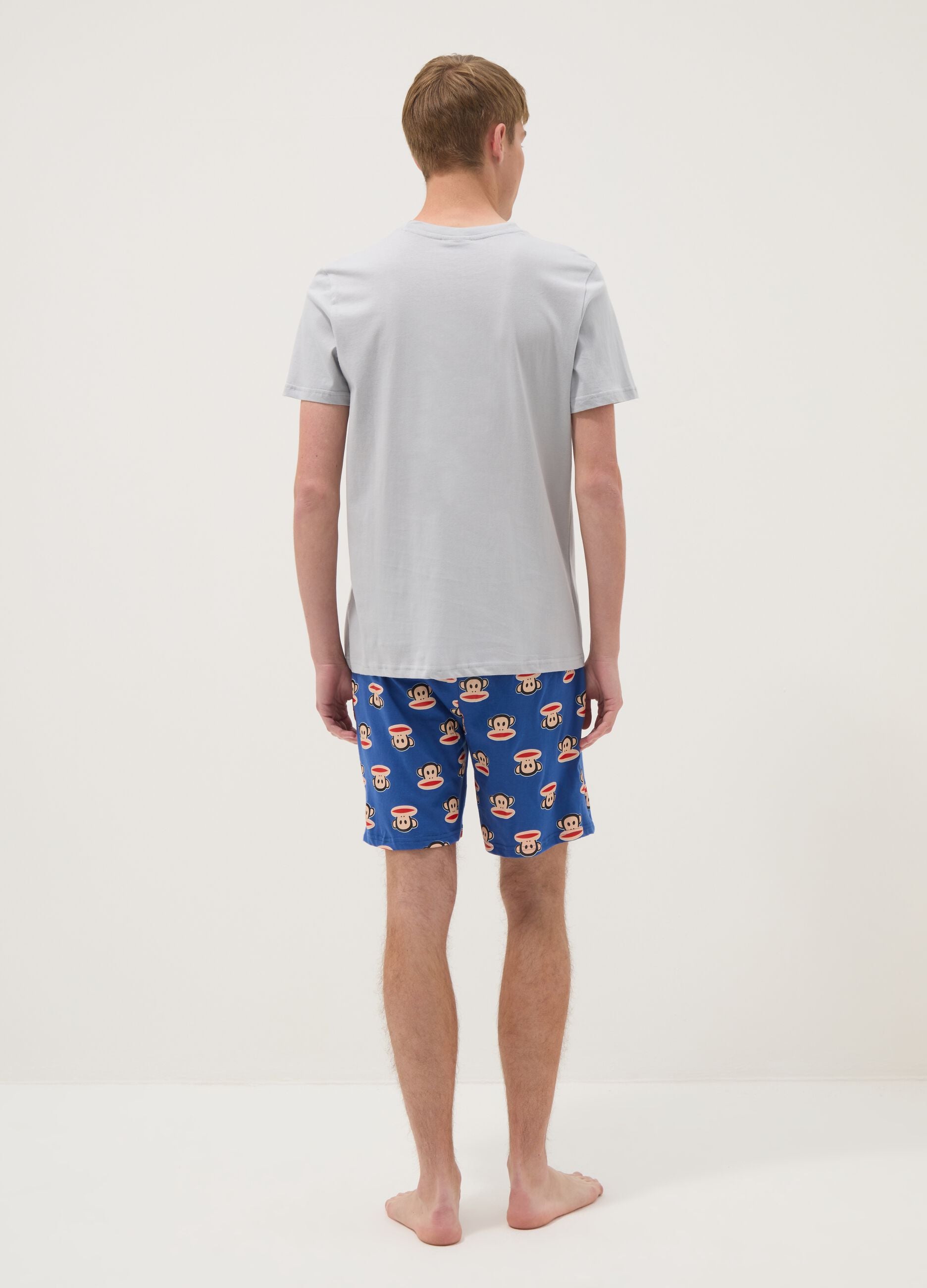 Men&rsquo;s multicolour short cotton pyjama set with Paul Frank print, regular fit