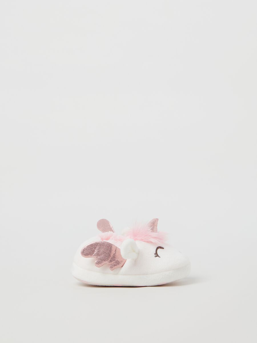 Velour slippers with unicorn_0
