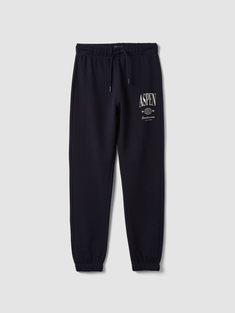 Navy cotton fleece joggers, regular fit_0