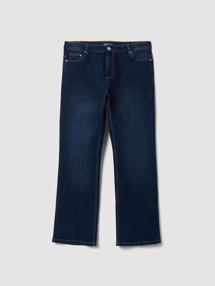 Blue stretch-cotton denim bootcut jeans_0